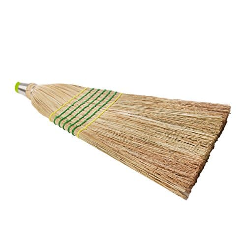 5.3 Foot American Traditional Style Corn Broom, Green Plastic Coated Steel Handle, 2 Piece by COTTAM