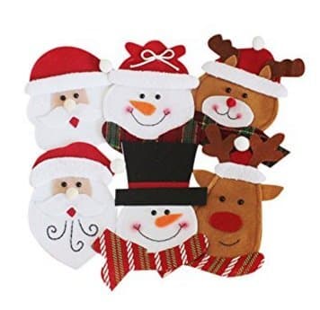 Caomoa 6Pcs Christmas Santa Tableware Sets Silverware Bags Knifes Forks Holders Pockets Table Home