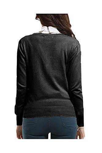 Winfon Women's Long Sleeve V-Neck Cotton Button up Knit Cardigan Sweater Jumpers Coats Outwear Top