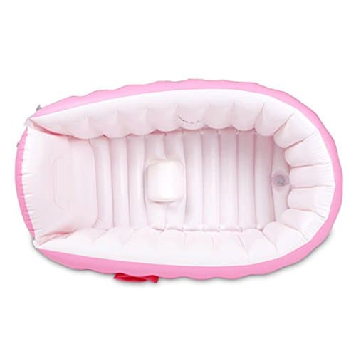 DFG012 Baby Soft Inflatable Bathtub Children Anti-slippery Swimming Pool Foldable Travel Style Shower Basin Seat Baths (For 0-3 Years) ,Pink/Blue ( Color : Pink )