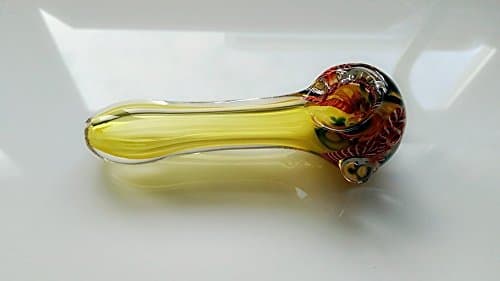 ROILBEE Stunning Hand Crafted Handmade Double Blown Glass Spoon Pipe for Smoking 10 cm in Length 63 - 73 Grams ** + 5 pipe screens **