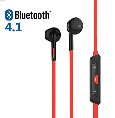 Sport earphones RED Fashion Bluetooth 4.1 Headset Chip CSR Multipoint Audio Stereo and microphone - Package with microUSB cable, Manual - Wireless headphones for Iphone, Samsung, Xiaomi, Huawei, Sony and all bluetooth device