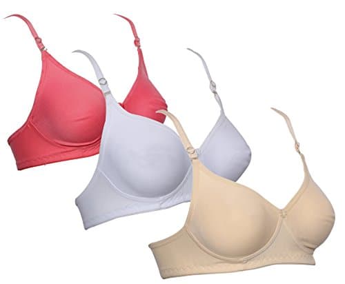 IndiWeaves Women Non Padded Bra Pure Cotton Multicolor Non Padded Push Up Bra Non-Wired Bra Houserie Bra-(Pack of 3)