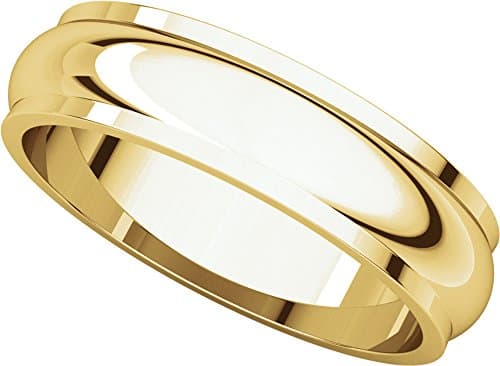 14ct Yellow Gold, Edged Half Round Wedding Band 5MM (sz M)