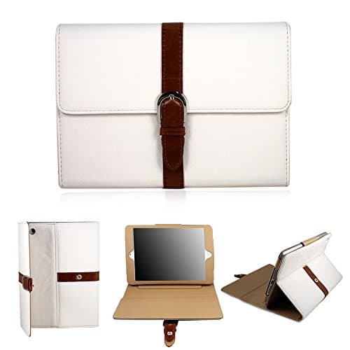 Genuine ZAFOORAH Belt &amp; Buckle Tan Leather Stand Cover Case for Apple iPad Mini (2012) and iPad Mini with Retina Display(2013) with 3 Bonus items Stylus, Screen Protector, Microfiber Cloth (iPad Mini &amp; iPad Mini with Retina Display - White)