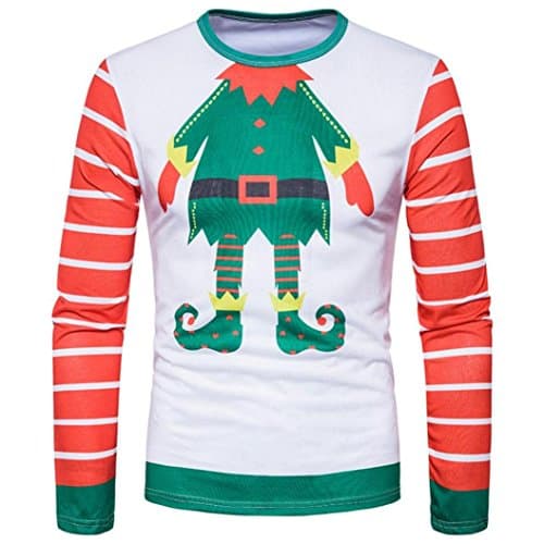Christmas Blouse Mens Sweatshirt, DoraMe Autumn Winter Xmas Christmas Printing T-shirt Blouse (XL, Multicolor)