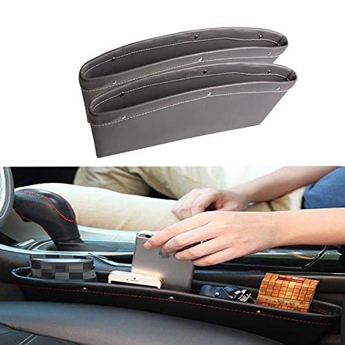 REARAND 2 PCS Leather Car Seat Side Pocket Caddy-Car Seat Side Slit Pocket Storage Organizer Car Interior Accessories Caddy Car Seat Slit Gap Pocket Storage Glove Box Car Seat Pocket