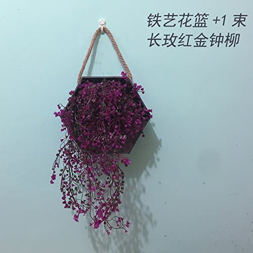 XMJR Wall decoration Hitch flowerpots hanging on the wall hanging retro iron art decor Garden flower racks wall decoration creative boutonniere flower baskets of flowers at +1 wall hangings, harness the long red Kim Jong-yoo, Large