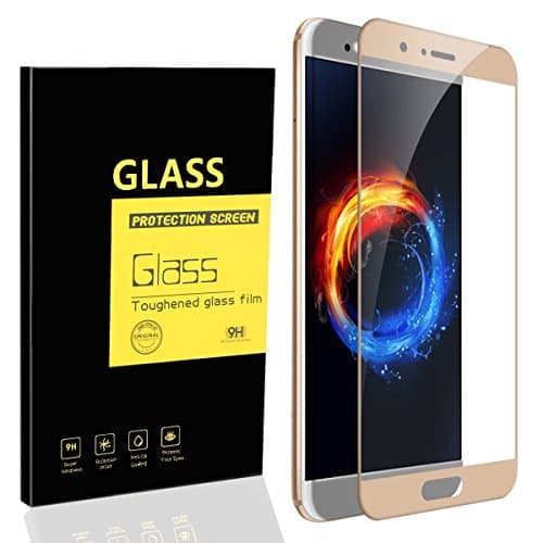 Huawei Honor V9 / Honor 8 Pro Screen Protector , MENGGOOD Full Coverage Tempered Glass Protective Films [ Edge to Edge ] Invisible Crystal Clear Entire Screen Protection Display for Huawei Honor V9 / Huawei Honor 8 Pro [ Golden ]