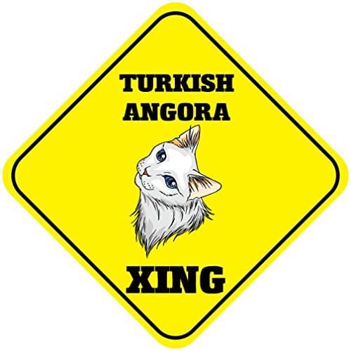 Turkish Angora Cat Xing Crossing Sings Funny Novelty Metal Signs Aluminum Outdoor Metal Wall Plaque 12x12 inches