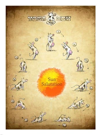 Yoga Cow Sun Salutation Poster Print (18 x 24)