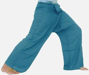 Best Thai Fisherman Wrap,Yoga,Massage,Pregnancy Pants/Waist up to 50" Light Blue