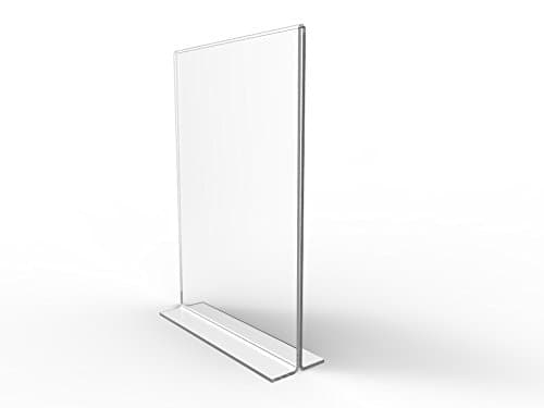 FixtureDisplays 12PK 5 x 7" Clear Acrylic Sign Holder for Tabletops, Vertical Table Tent Frame Photo Sign Menu, Bottom Insert 11193-2-5X7-12PK-NPF