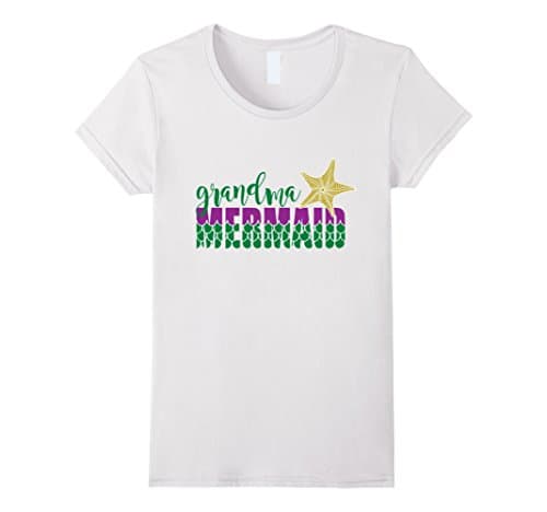 Womens Grandma Mermaid Funny Matching Shirts Poppy of Mini Mermaid Large White