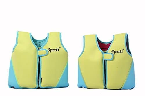 Genwiss Fish Child Swim Vest Inflatable Kids Life Jacket Yellow Medium for 3-4 Years 28-38lbs