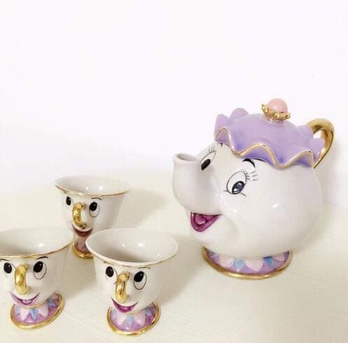 | Teaware Sets | Limited Cartoon Beauty And The Beast Bone China Mug Tea Set Mrs Potts And Chips Teapot Coffee Cup Set Ceramic Cup Xmas Gift | by AQANATURE