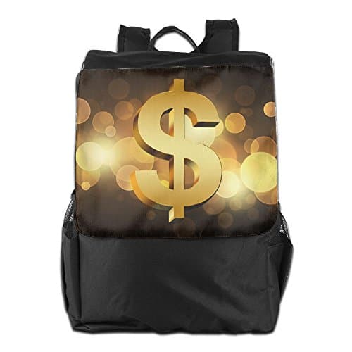 Gold Dollar Sign Convenient Lightweight Travel Hiking Backpack Daypack