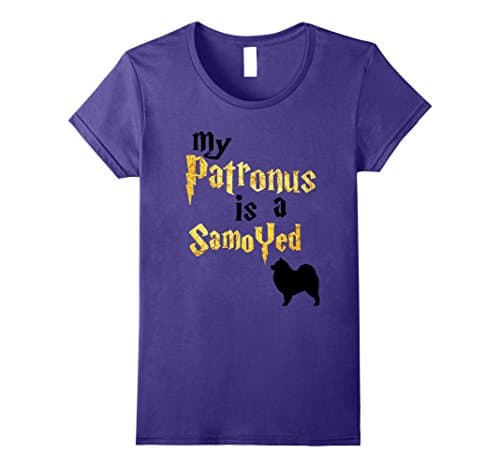 Womens My Patronus Is A Samoyed Shirt - Samoyed gifts XL Purple