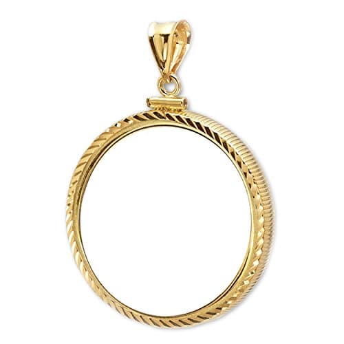 5 Peso Mexican Gold Coin 14k Gold Coin Bezel Frame Mount Coin Pendant (Diamond Cut approximate weight 1.3 grams)