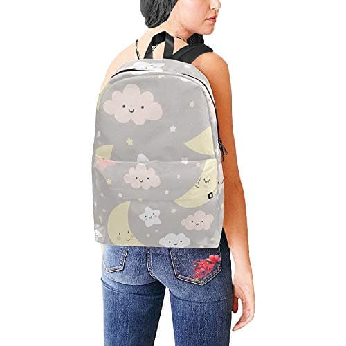 Baby Moon Start Night Cloud Sky Classic Cute Waterproof Laptop Daypack Bags School College Campus Backpacks Rucksacks Bookbag for Kids Women and Men Travel with Zipper and Inner Pocket