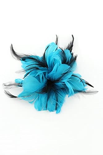 Victorian Bridal Feather Flower Moulin Rouge Hair Clip &amp; Pin (Teal)