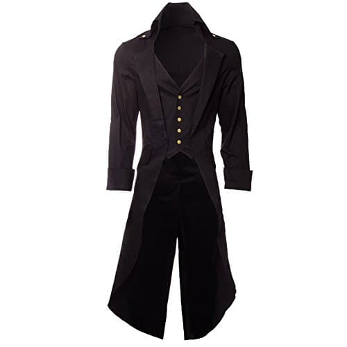 Steampunk Men's Grim Long Coat - Medium, Black