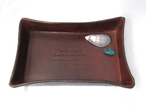 Twin Saints Religious Gift. St. Francis of Assisi Quotation Leather Tray for Confirmation or First Communion.