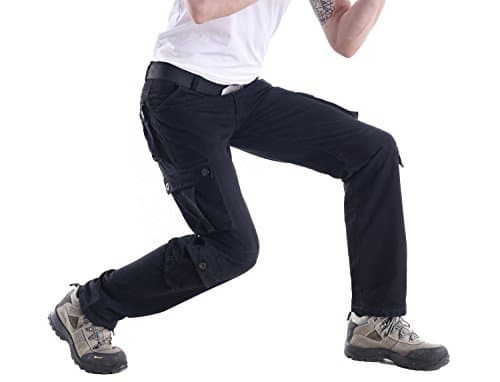 MayJu Men's Cotton Twill Cargo Shorts Outdoor Wear Lightweight Holiday Gift (Black W34/L32)