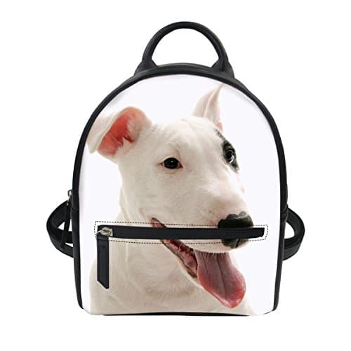 Cute Bull Terrier Printing Mini Backpack Pu Leather Shoulder Bags for Women