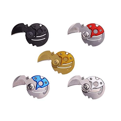 AlexSong Mini Keychain Folding Knife | EDC Coin Knife |Portable Pocket Tactical Knife Alloy Coated Blade Camping Outdoor Survival Tools(Blue&Red&Black&Silver&Gold)