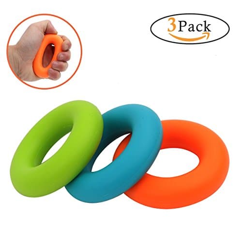3 Grades 30-40-50 lbs Silicone Hand Grippers Strengthener Rings Finger Forearm Strength Building Exerciser Training and Stress Relief