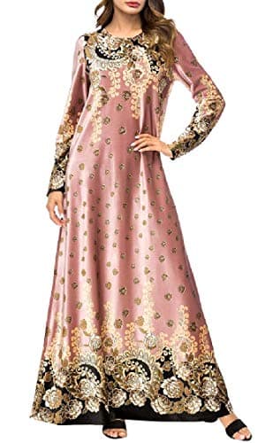 Unastar Women Muslim Abaya Velour Velvet Embroidered Evening Dress