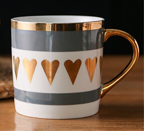 Garrede Romantic &amp; Gold Ceramic Coffee Mug,11 oz Mug for Newly Engaged or Bride,Gift For Wedding Engagement and Couples Anniversary