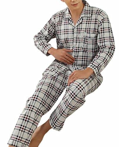 Xswsy XG Men's Comfy Shirt and Pant 2 Pcs Checkered Sleepwear Pajama Set 11 M