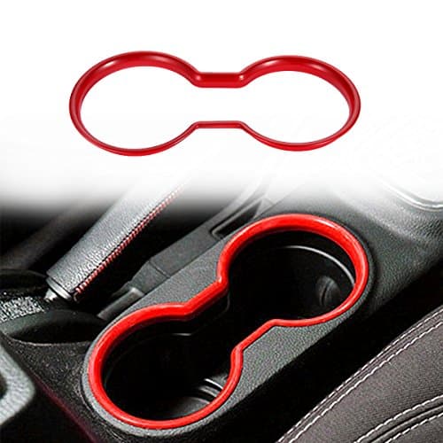 ICARS Red Interior Inner ABS Inner Front Water Cup Holder Cover Guard Trim Accessories for 2011 2012 2014 2013 2014 2015 2016 2017 Jeep Wrangler JK &amp; Unlimited 1pc
