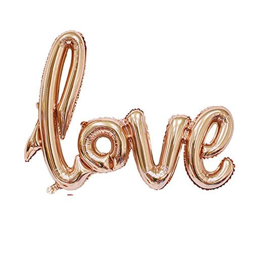 Hosfairy Giant Balloon - "Love" Handwriting Style Banner with Champagne red Balloon of 1 set (champagne)