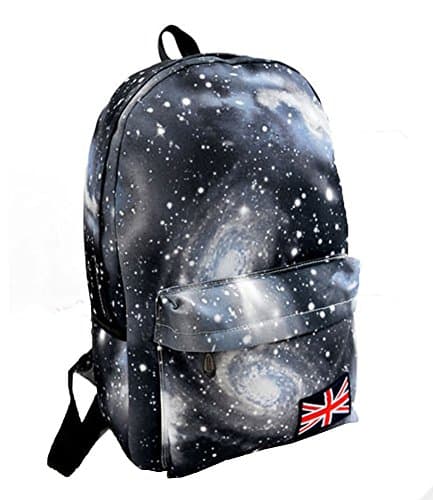 DEES Fashion Canvas Galaxy Rucksack Backpack School Bag Travel bag (One Size, Black I)
