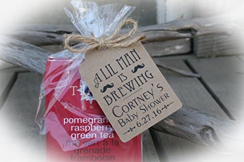 25 to 100 DIY Tea or Coffee Favor Kits A Little Man is Brewing - Mustache Baby Shower Favors - Personalized available in 20 different ribbon options