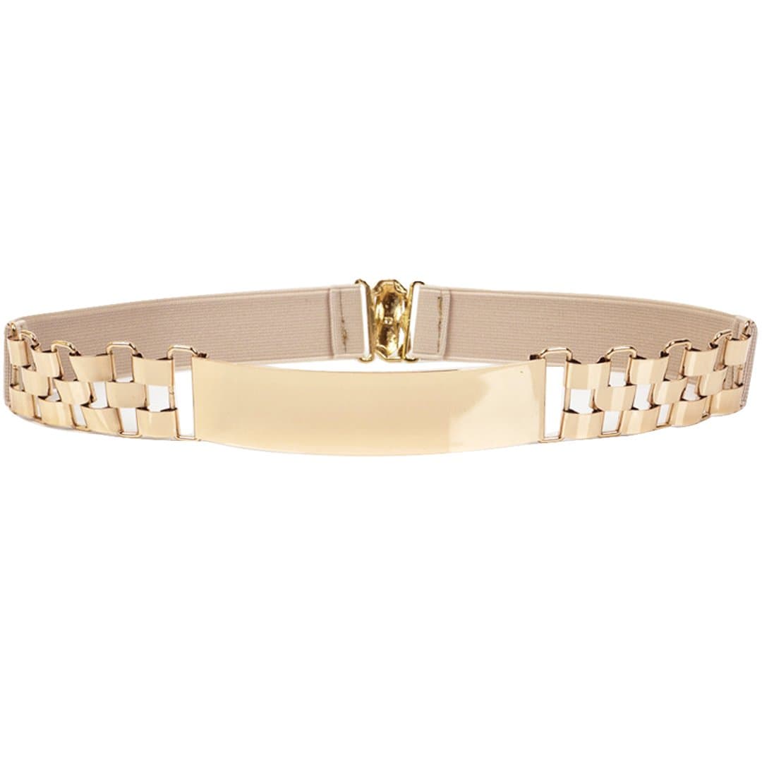 Felice Women Girls Elastic Skinny Belt Metallic Dress Belt Stretchy Waistband Interlocking Buckle