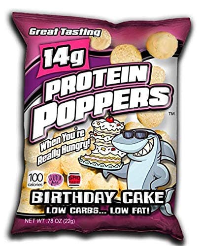 Protein Poppers - High Protein, Healthy Salty Snack with 14g Protein,, Birthday Cake, 6 Count