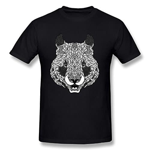 Kathleng Male Black Bear Giant Panda Illustration - Cartoon Bear Organic Bamboo O-Neck Tee Shirt Medium 2018