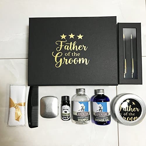 Deluxe Father of the Groom Wedding Morning Black and Gold Gift Box Filled with Wedding Morning Essentials