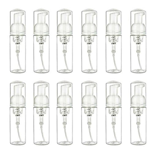 Heluva Green 12 Pack Foaming Soap Dispenser 50ml. 1.7oz. Small Mini Travel Size Empty Foam Pump Bottle Dispenser