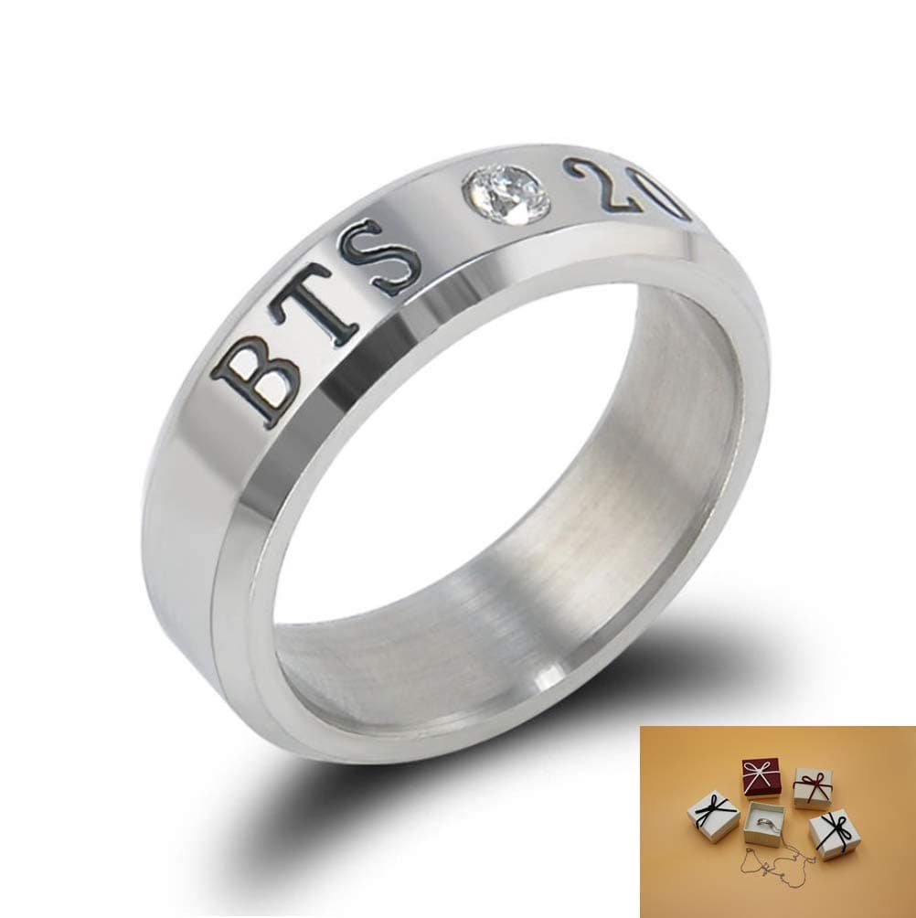 Thelivingstar Bangtan Boys Members Name Date Fashion Jewelry Silver Jin Ring with Chain,Gift Box