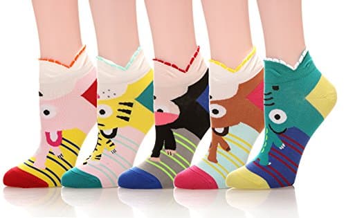 MIUBEE Women Fashion Cotton Cartoon Novelty Low Cut No Show Ankle Socks (Animal A01)