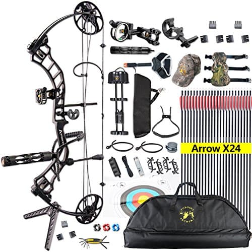 MEJOSER Compound Bow 20-70lbs 19" - 31" Archery Hunting Equipment with Max Speed 320fps, Right Handed