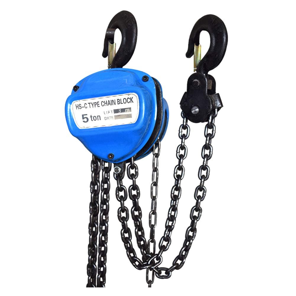 5 Ton 10000Lbs Capacity Manual Hand Engine Lever Block Chain Hoist Pulley Tackle Hoist Winch Lift W/Hook, 10FT Lift, Heavy Duty Alloy Steel, Blue (5 Ton)