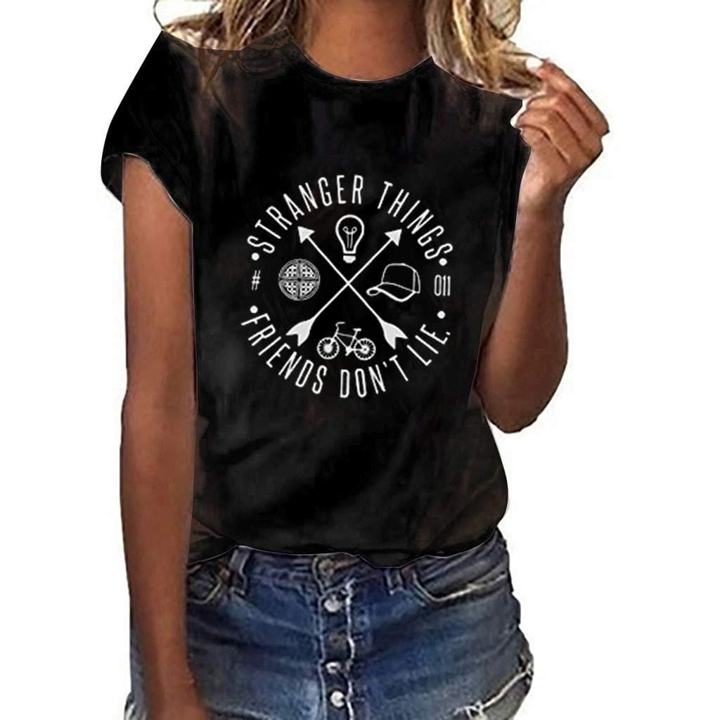 Mikilon Women Dress Mikilon Women T-Shirts Girl Tops Tee - Stranger Things Friends Don'T Lie