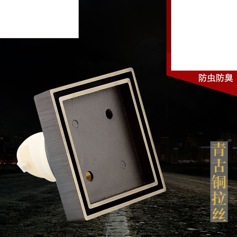 Bathroom shower floor drain Invisible/Full vintage antique copper copper deodorant floor drain large displacement of water-B