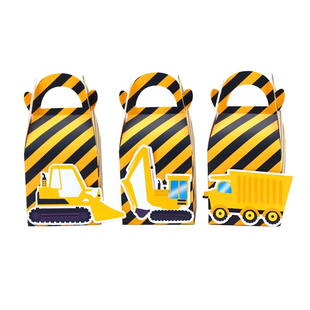 Amelyfavor Construction Digger Theme Decorative Party Favor Box Digger Treat Boxes 12 Boxes/Pack